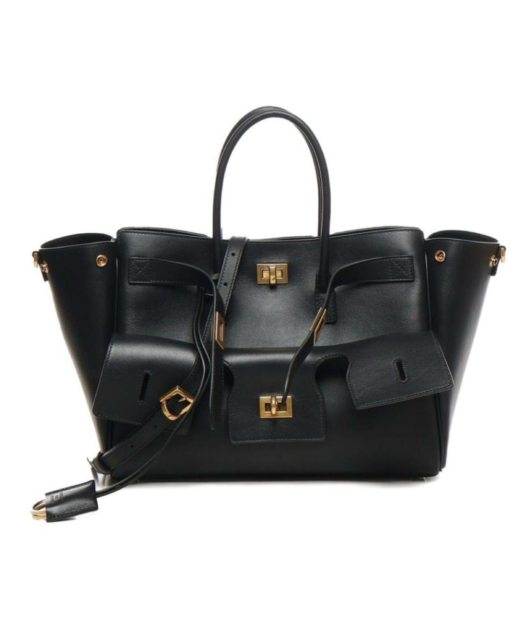 BALENCIAGA Черная кожаная сумка тоут, фото 5