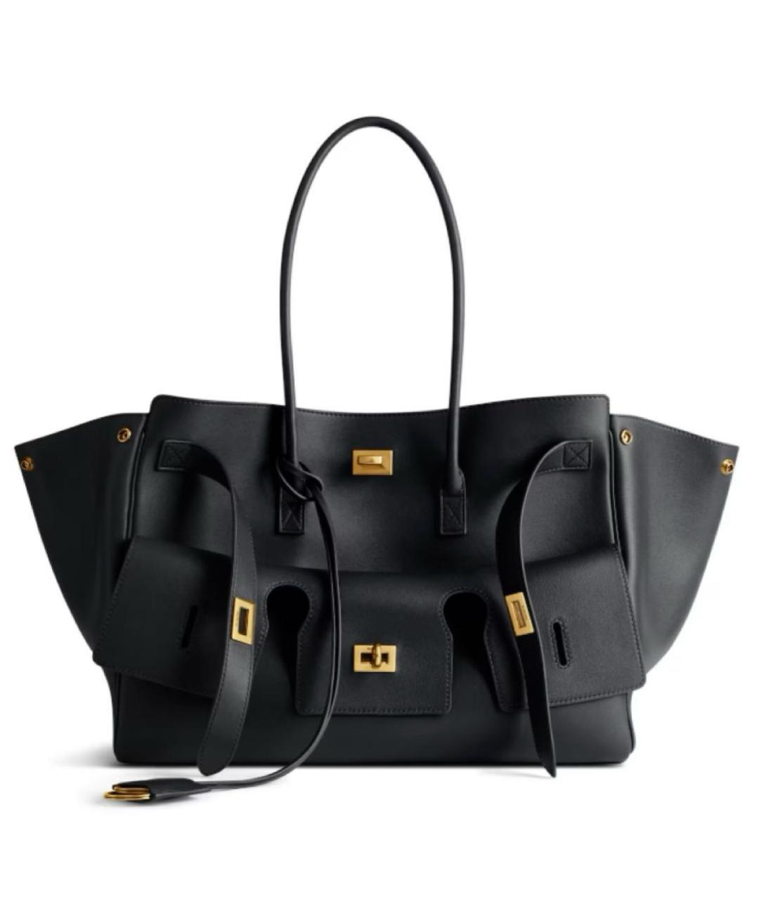 BALENCIAGA Черная кожаная сумка тоут, фото 1