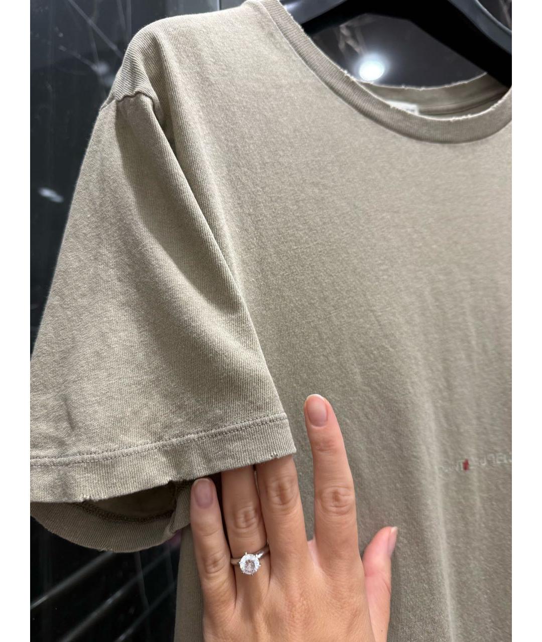 SAINT LAURENT Хаки хлопковая футболка, фото 6