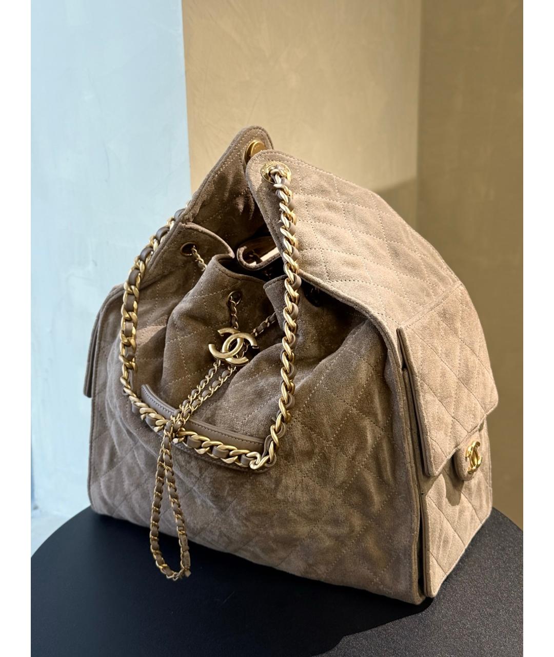 CHANEL Серая кожаная сумка через плечо, фото 2