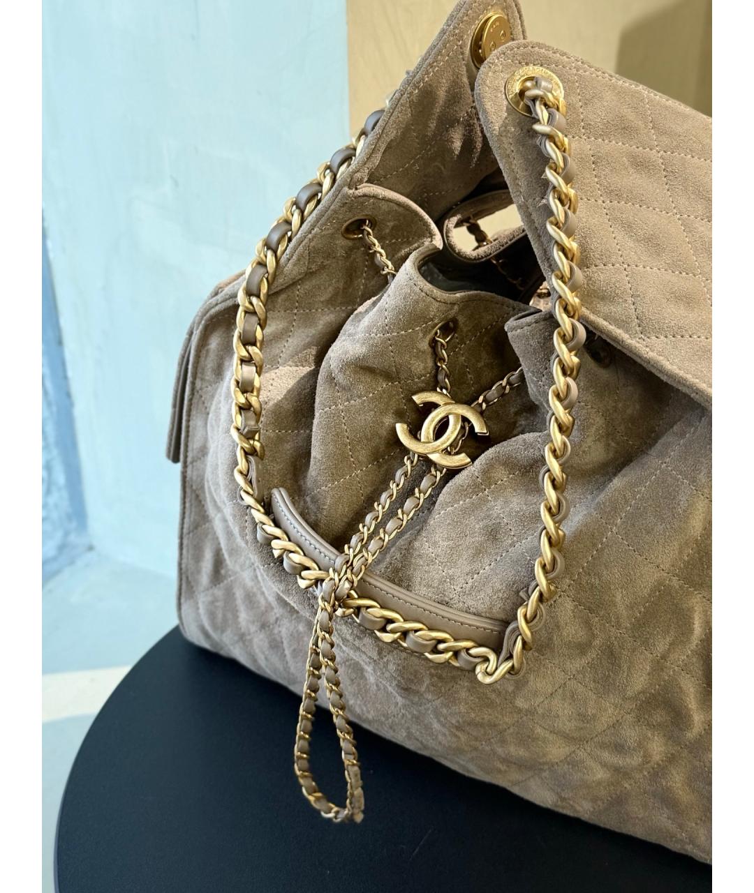 CHANEL Серая кожаная сумка через плечо, фото 3