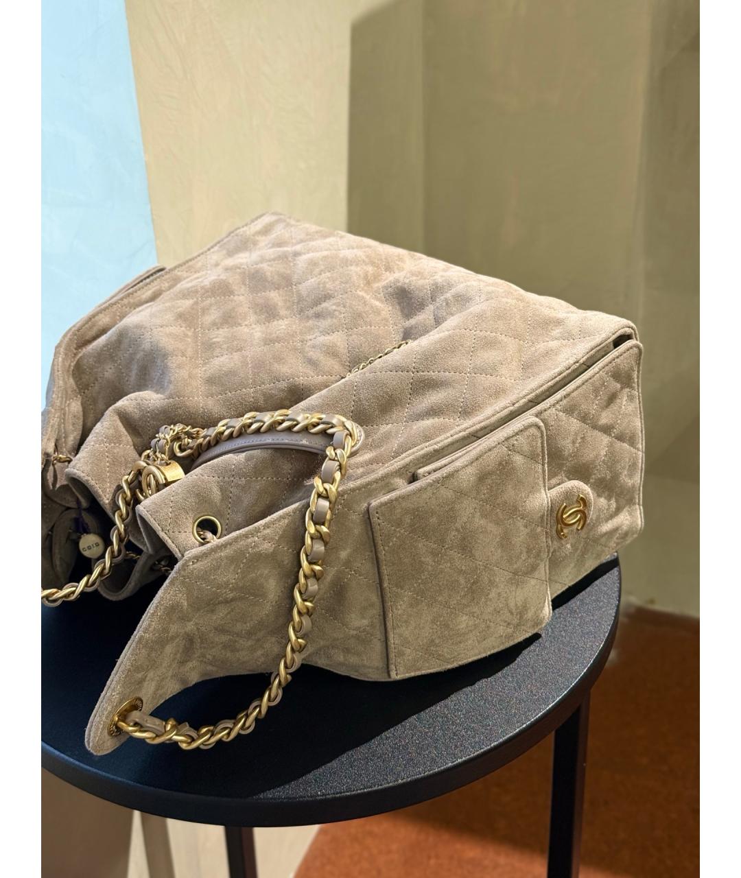 CHANEL Серая кожаная сумка через плечо, фото 8