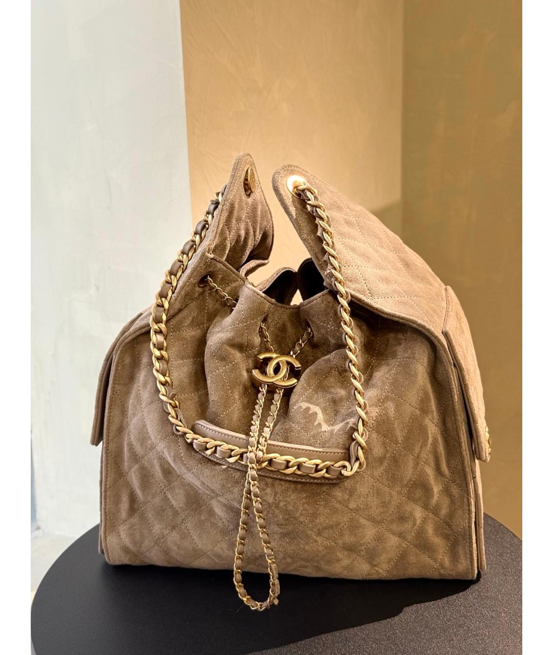 CHANEL Серая кожаная сумка через плечо, фото 9