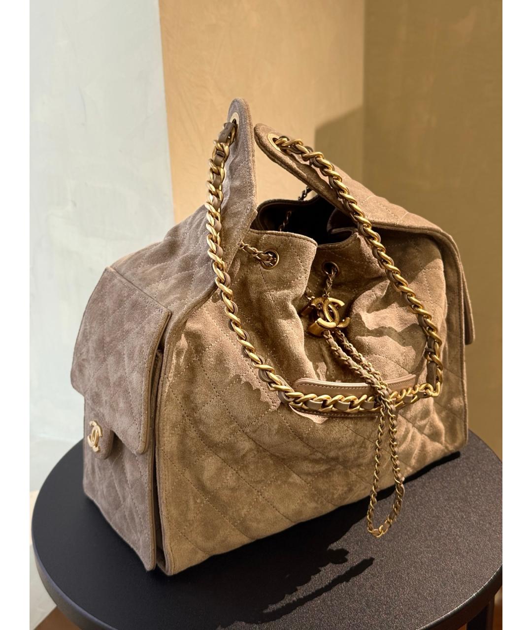 CHANEL Серая кожаная сумка через плечо, фото 4