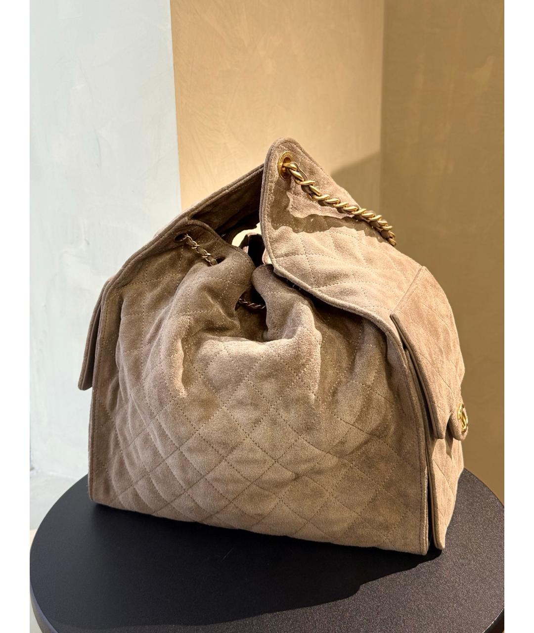 CHANEL Серая кожаная сумка через плечо, фото 5