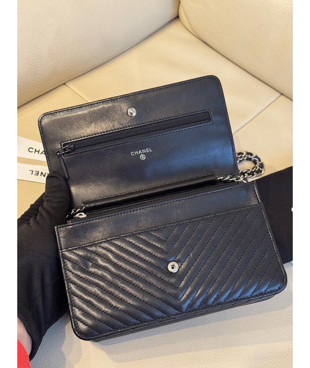 CHANEL Черная кожаная сумка через плечо, фото 8