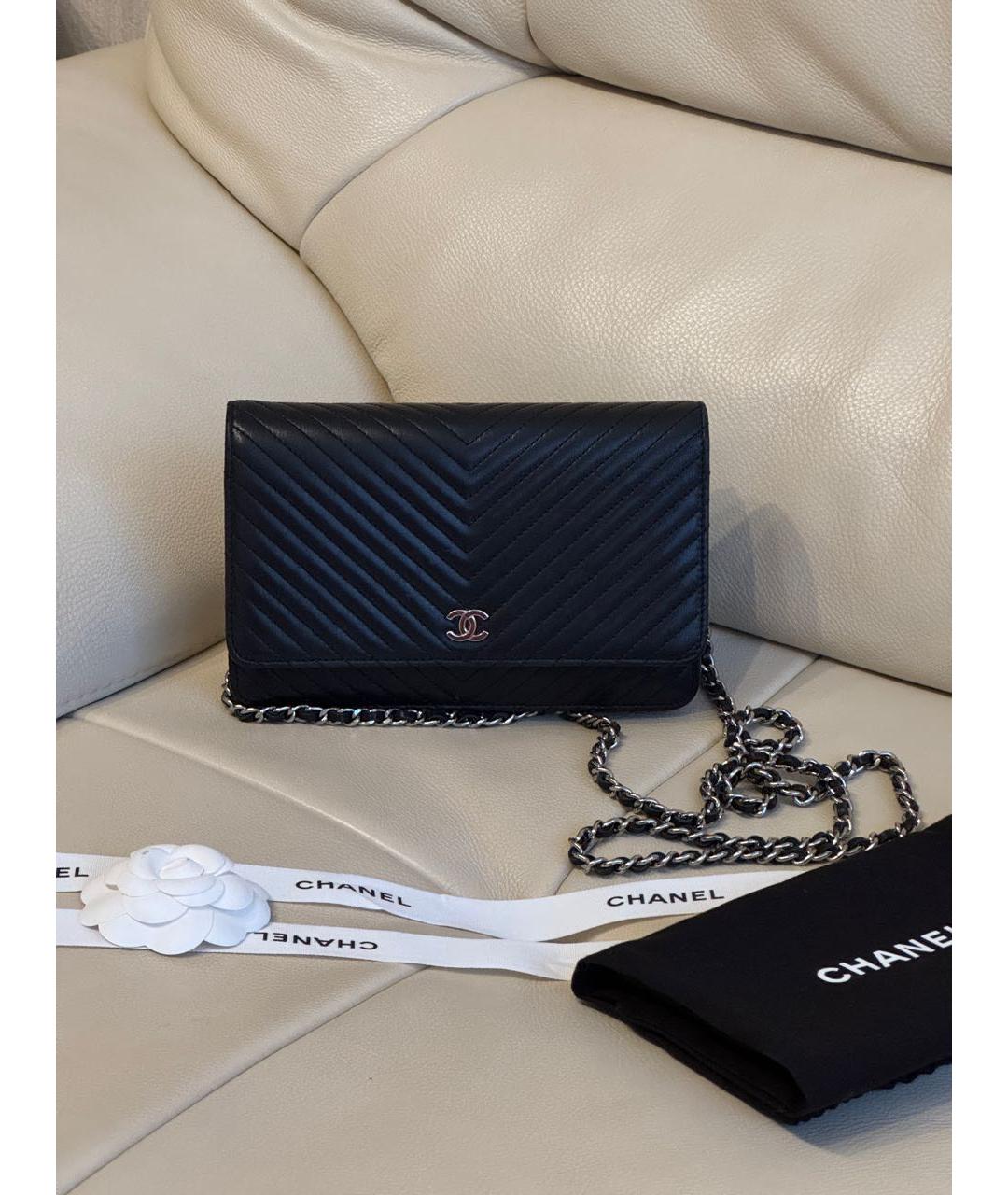 CHANEL Черная кожаная сумка через плечо, фото 2