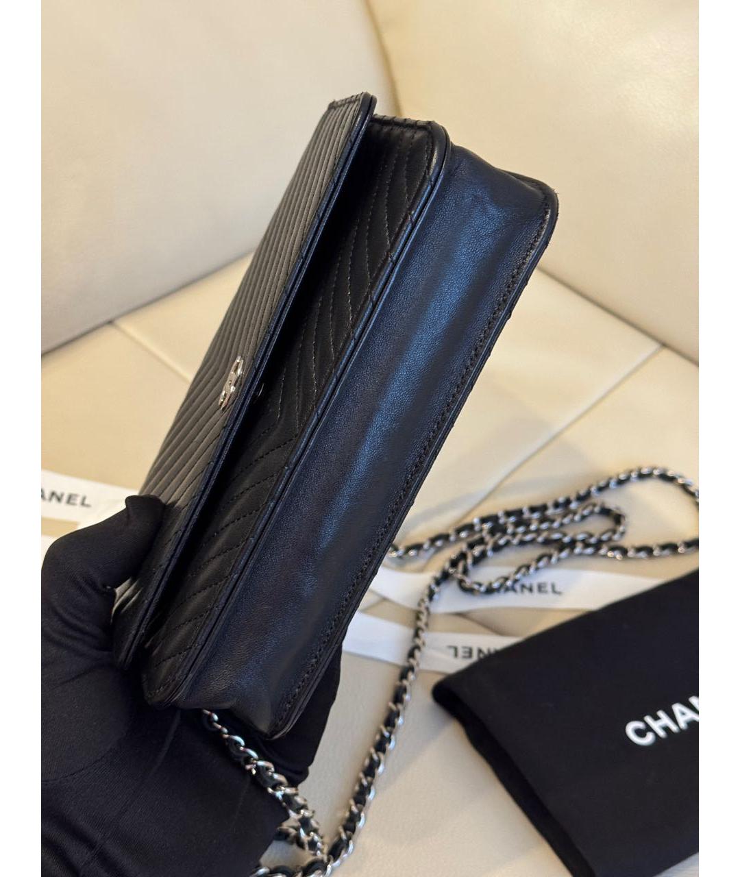 CHANEL Черная кожаная сумка через плечо, фото 4