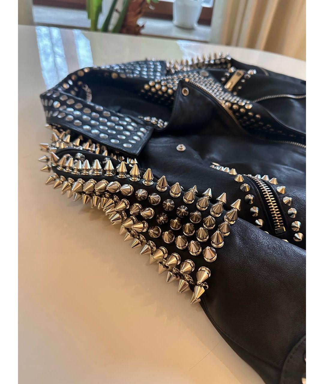 BURBERRY Черная кожаная куртка, фото 2