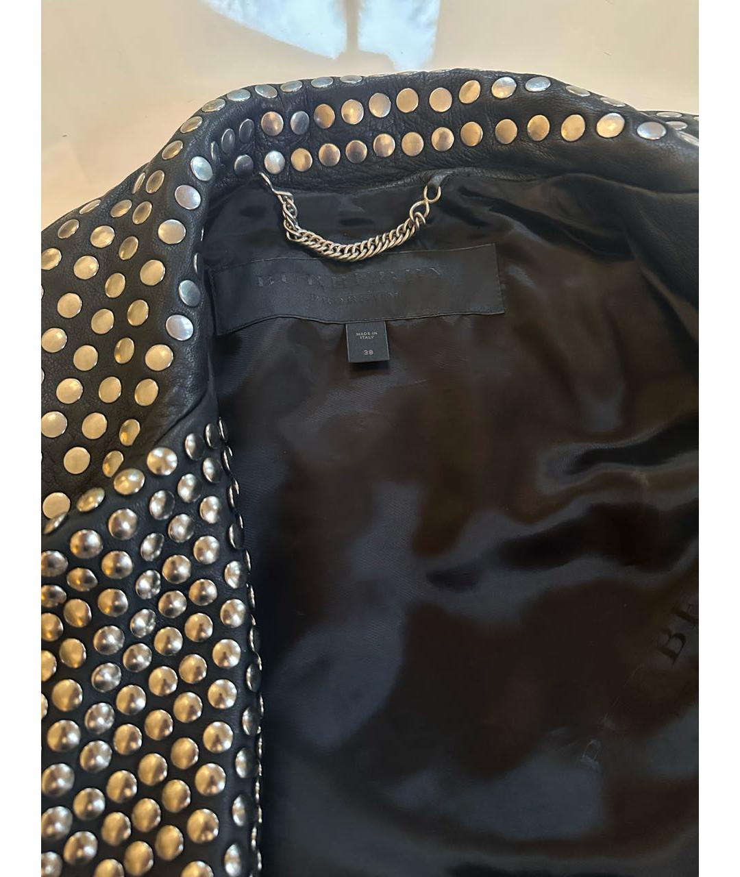 BURBERRY Черная кожаная куртка, фото 4