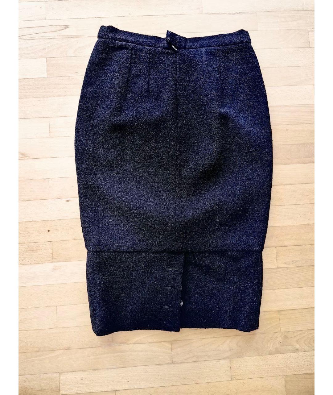 CHANEL Черная шерстяная юбка миди, фото 2