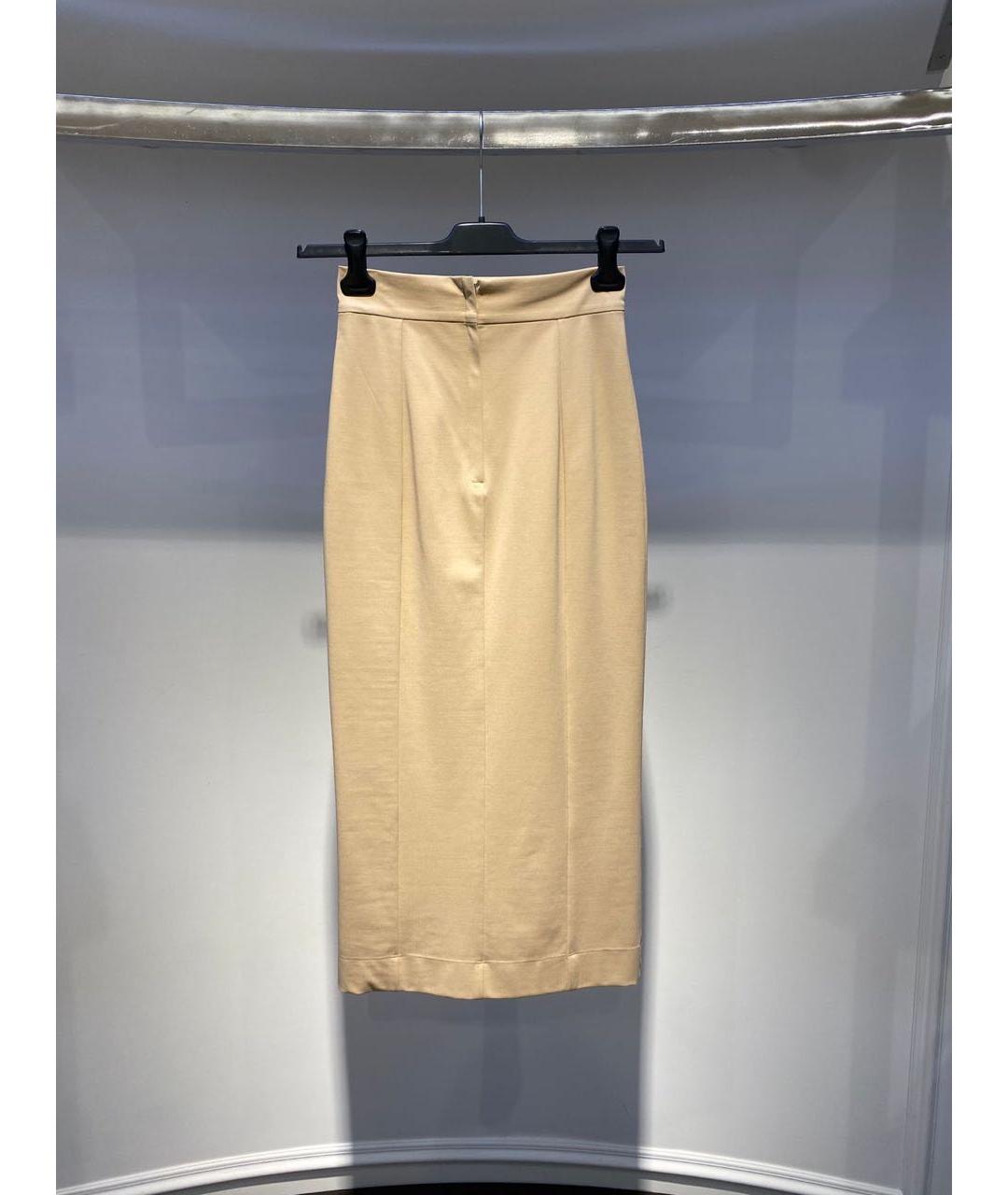 DOLCE&GABBANA Бежевая хлопковая юбка миди, фото 2