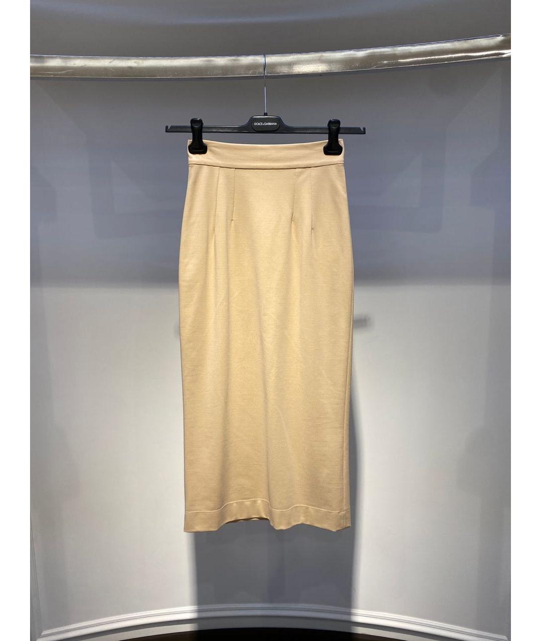 DOLCE&GABBANA Бежевая хлопковая юбка миди, фото 3
