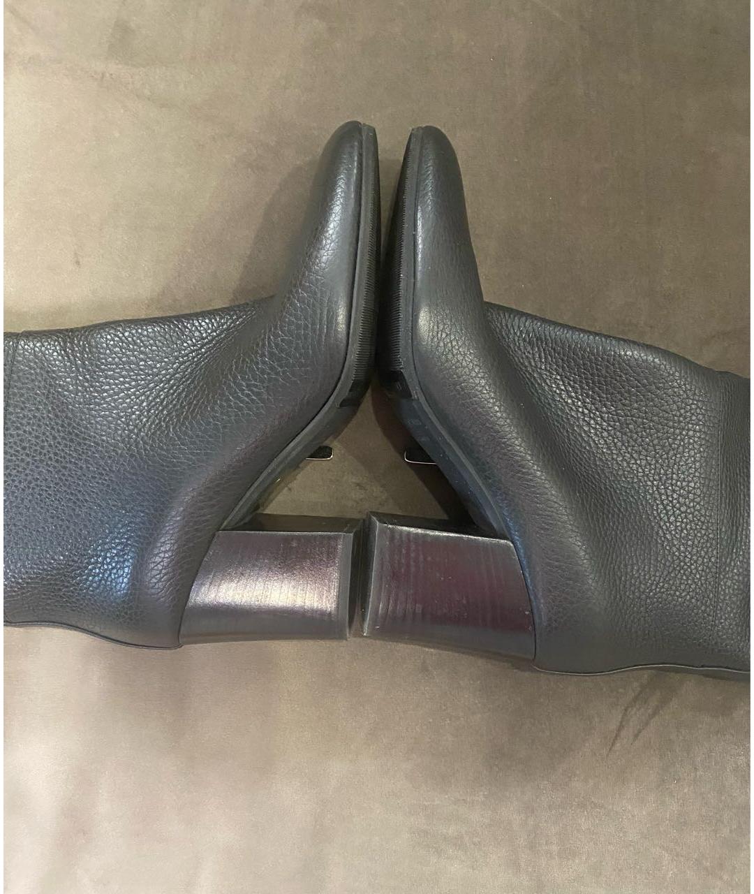 SERGIO ROSSI Черные кожаные сапоги, фото 7