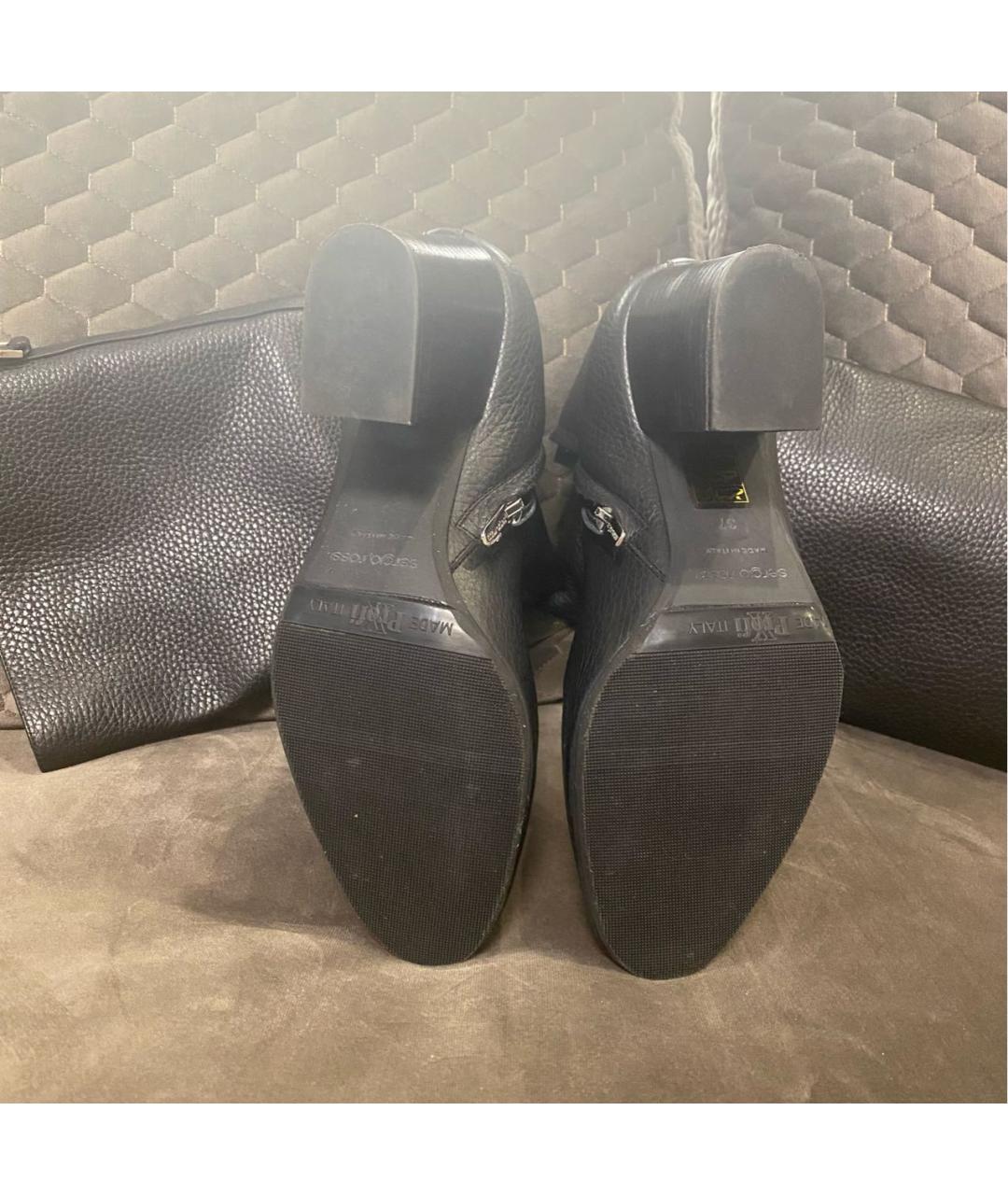 SERGIO ROSSI Черные кожаные сапоги, фото 4