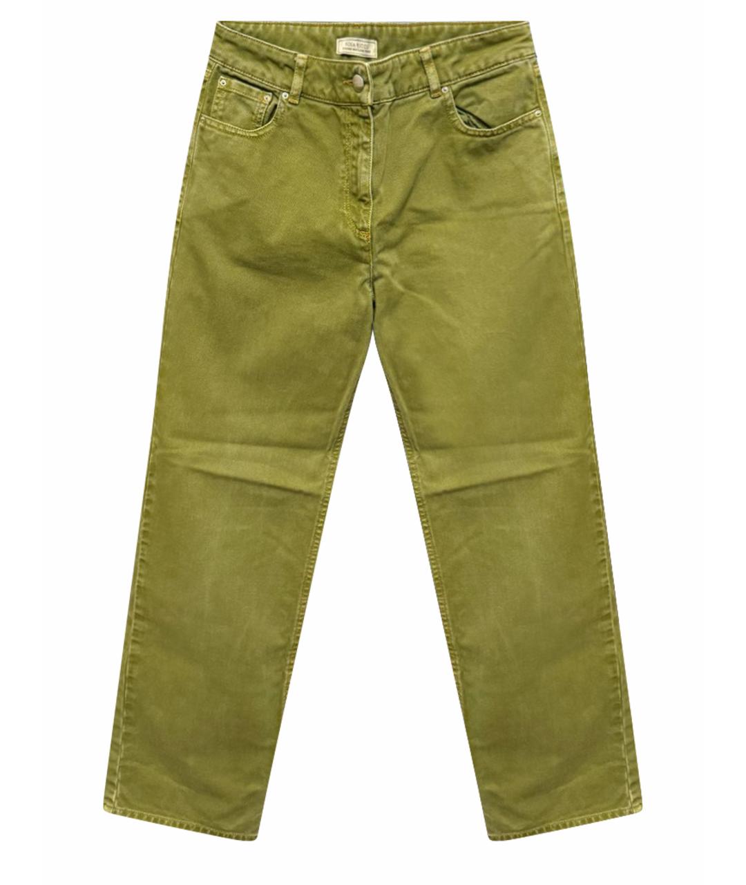 NINA RICCI Зеленые хлопковые прямые джинсы, фото 1