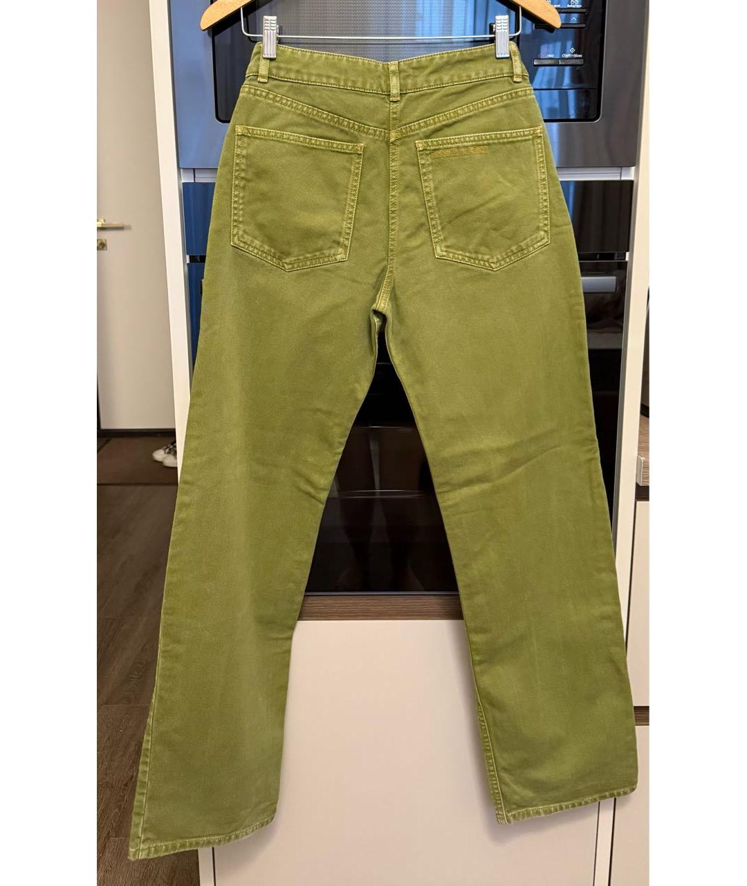 NINA RICCI Зеленые хлопковые прямые джинсы, фото 2