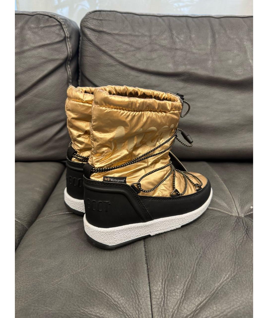 MOON BOOT Золотые текстильные ботинки, фото 3