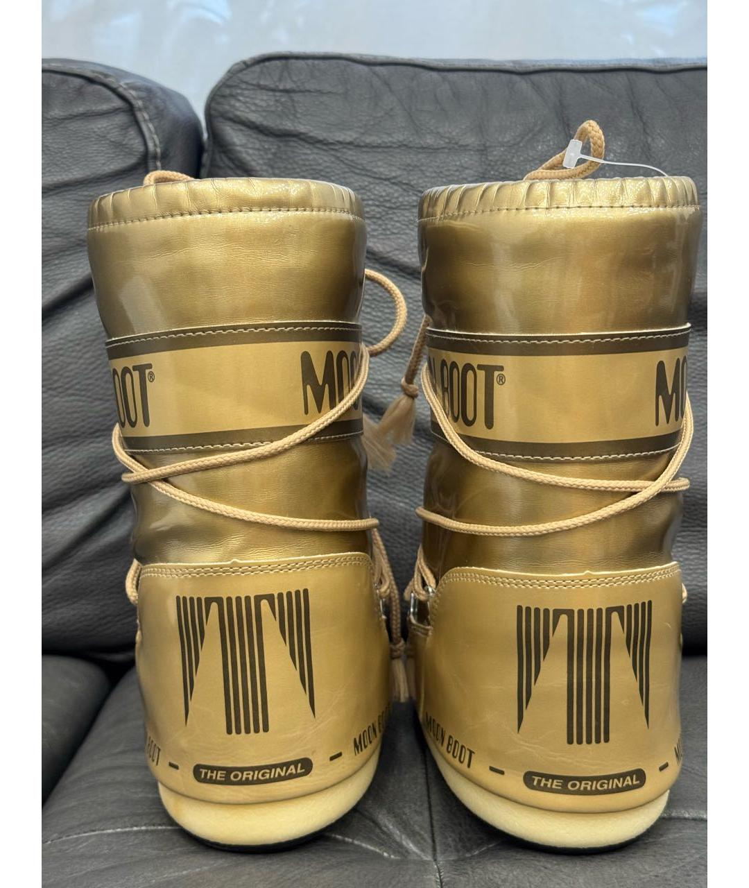 MOON BOOT Золотые текстильные ботинки, фото 6