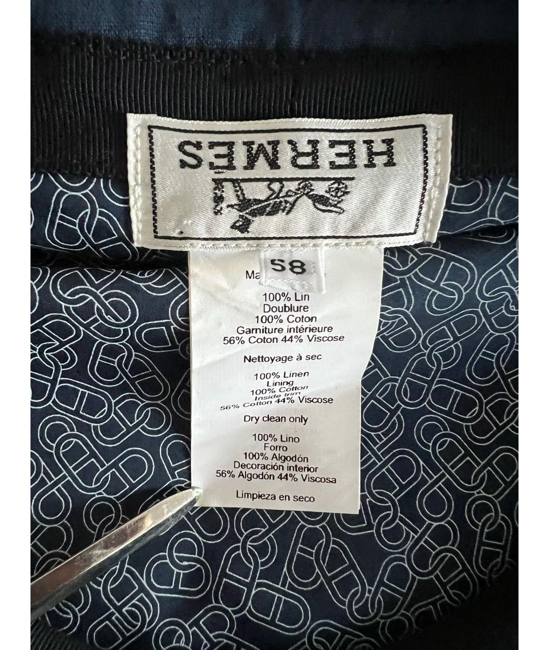 HERMES Синяя льняная кепка/бейсболка, фото 4