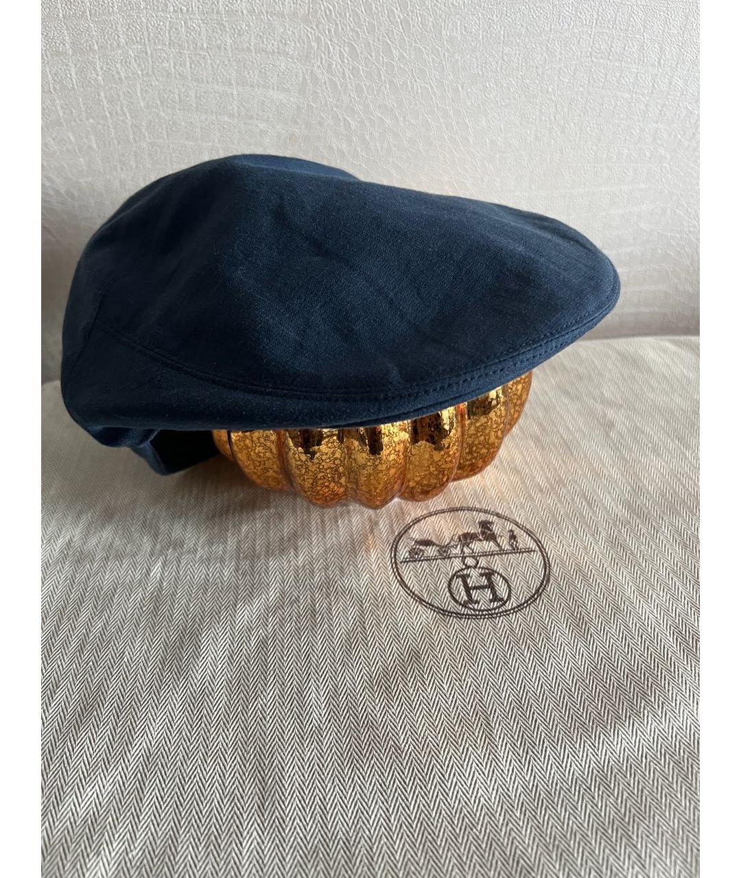 HERMES Синяя льняная кепка/бейсболка, фото 5