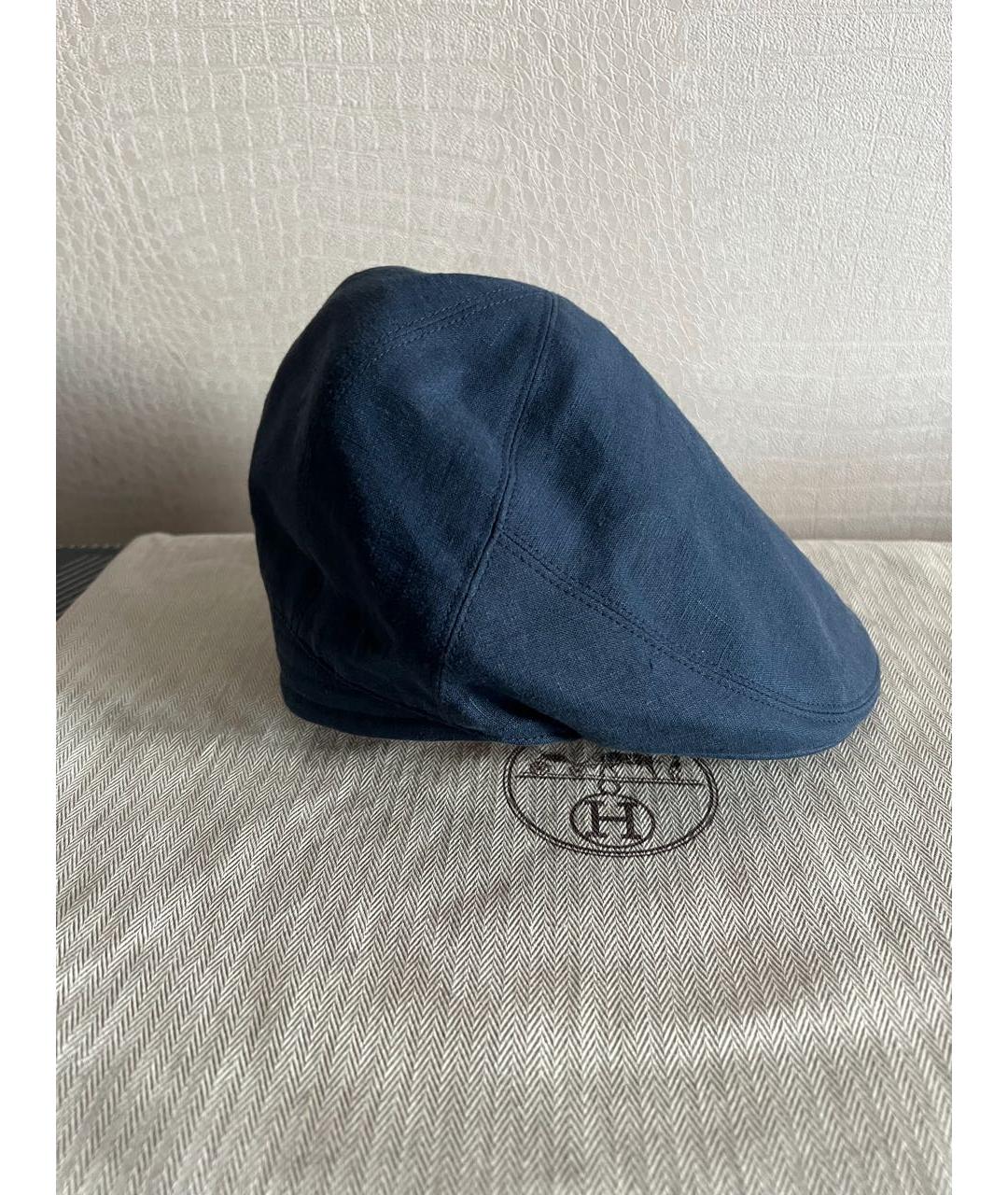 HERMES Синяя льняная кепка/бейсболка, фото 2