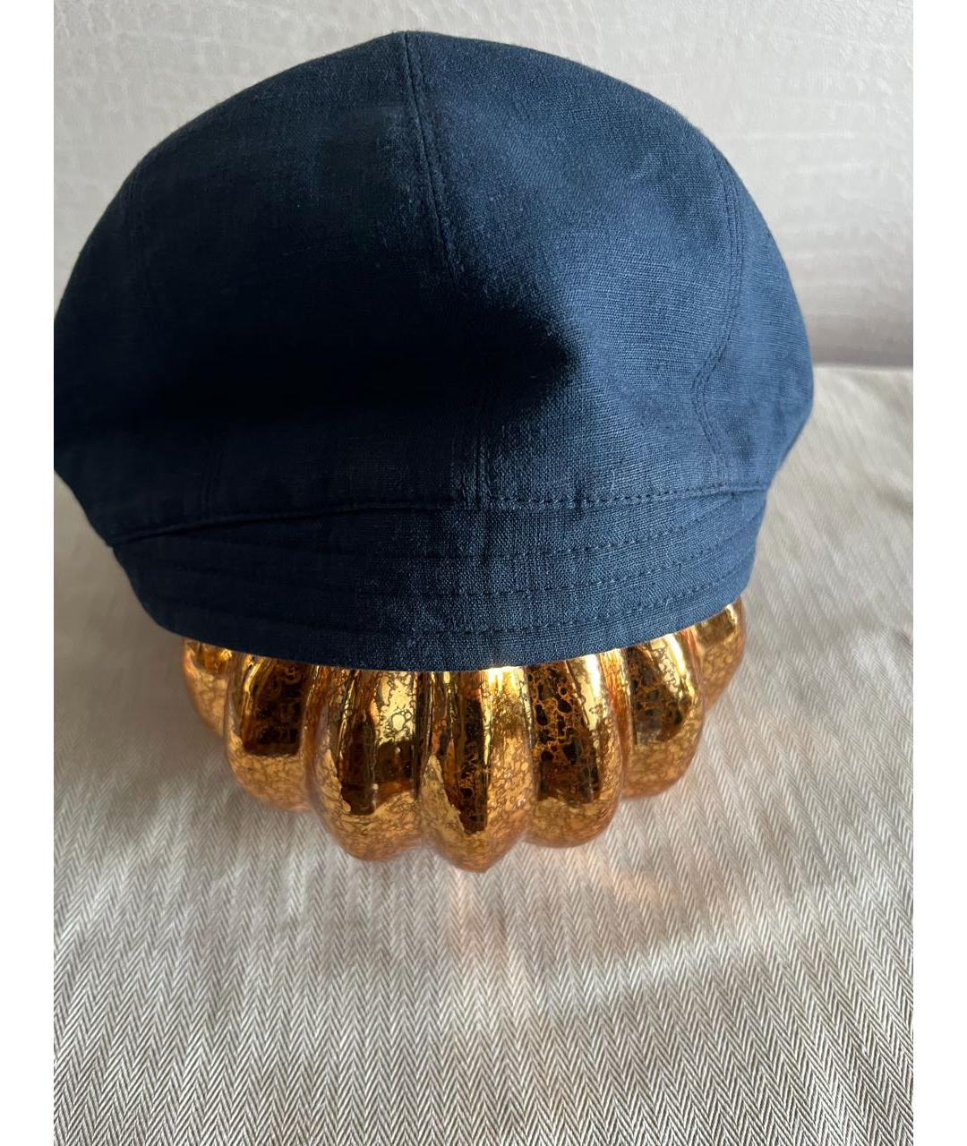 HERMES Синяя льняная кепка/бейсболка, фото 3