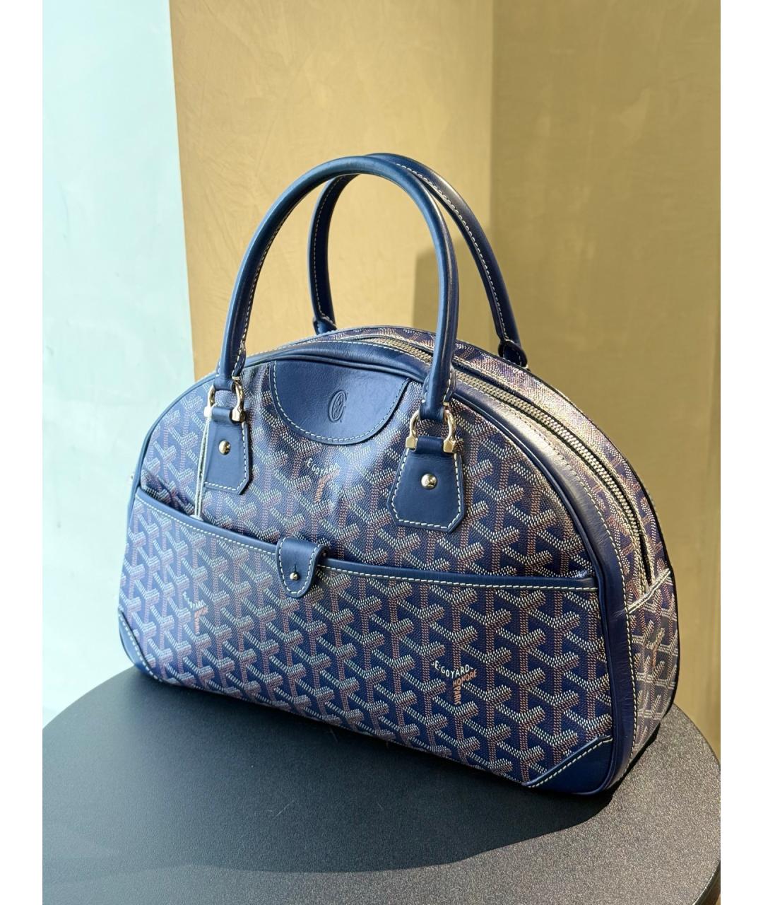 GOYARD Голубая сумка с короткими ручками из искусственной кожи, фото 2