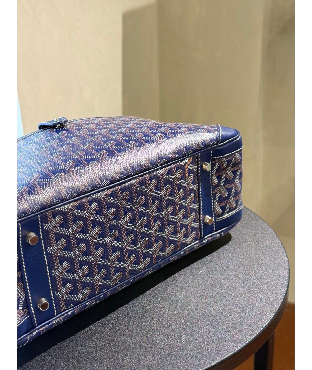 GOYARD Голубая сумка с короткими ручками из искусственной кожи, фото 8