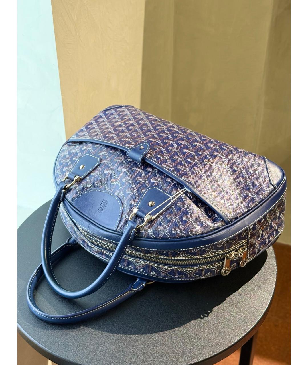 GOYARD Голубая сумка с короткими ручками из искусственной кожи, фото 7