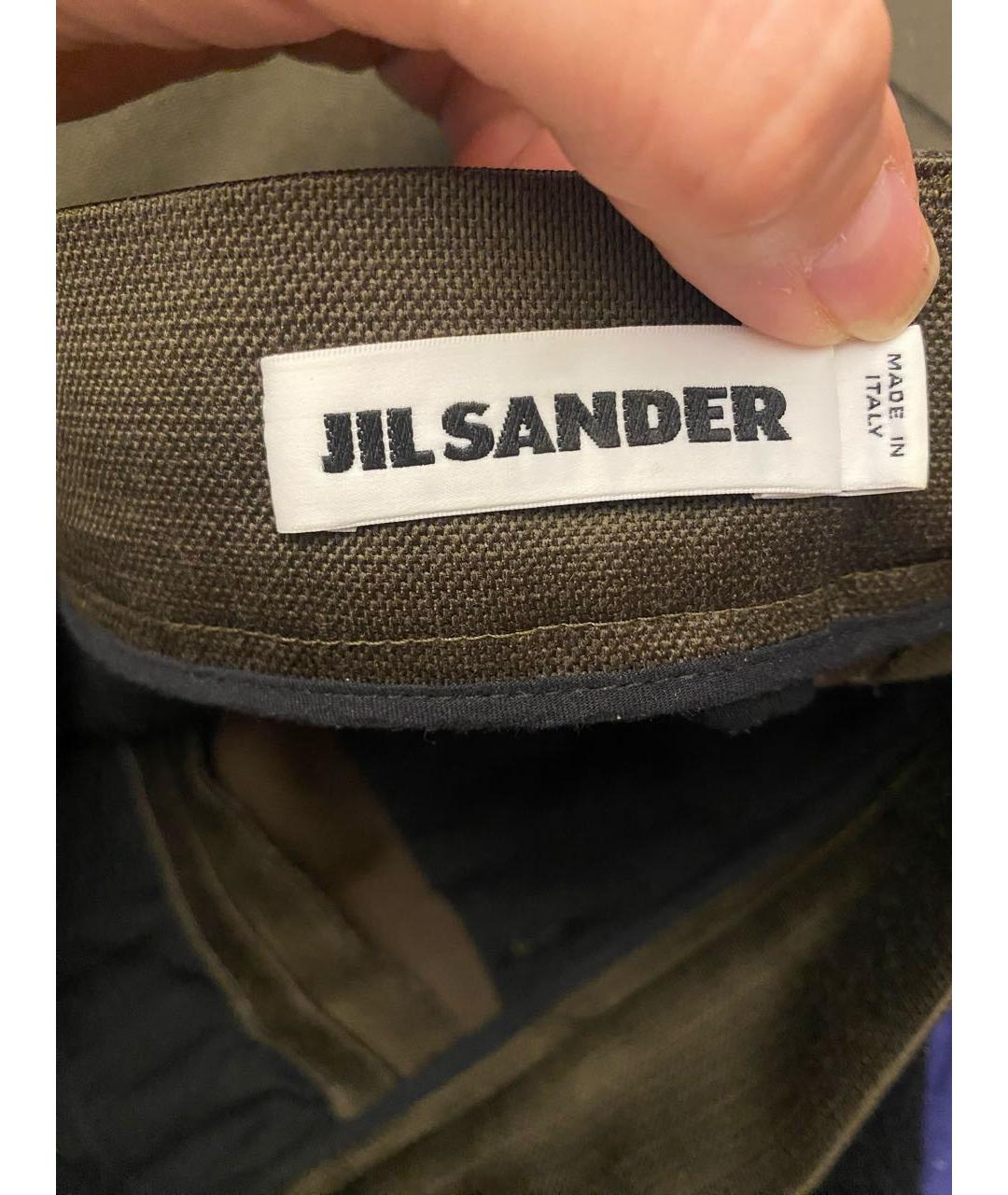 JIL SANDER Хаки шерстяные прямые брюки, фото 5