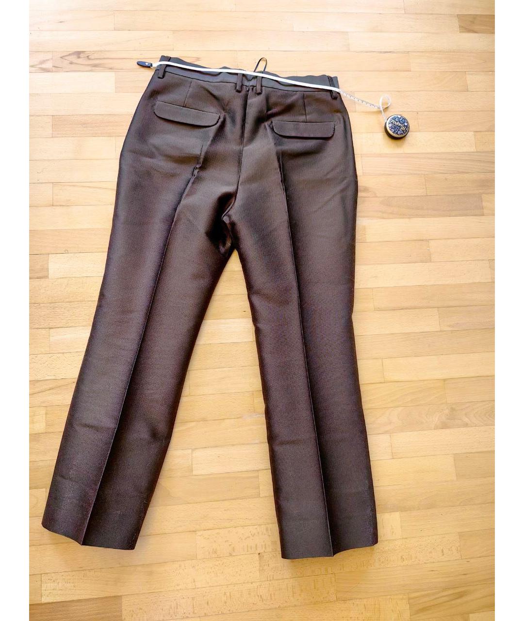 JIL SANDER Хаки шерстяные прямые брюки, фото 2