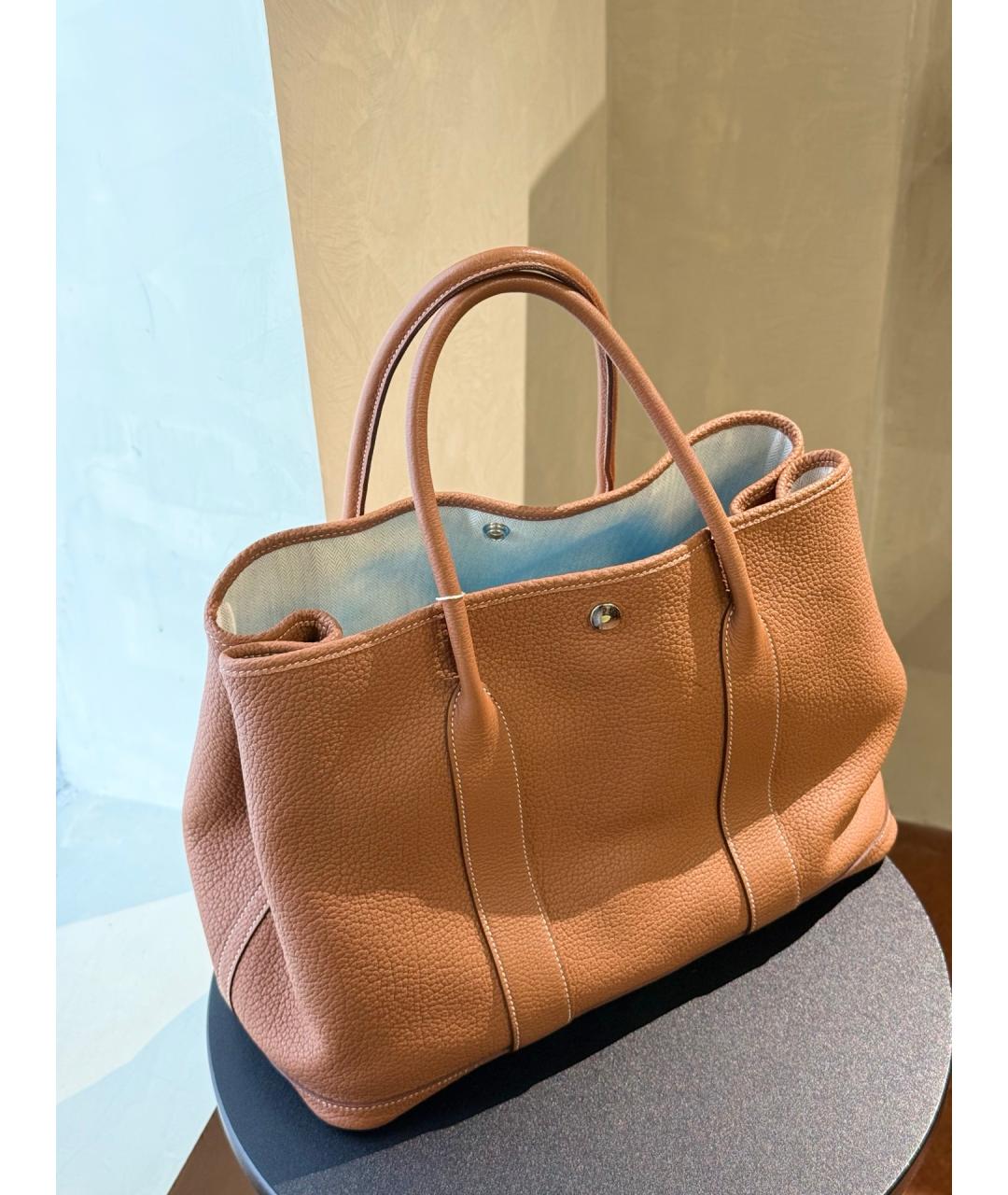 HERMES Коричневая кожаная сумка тоут, фото 2