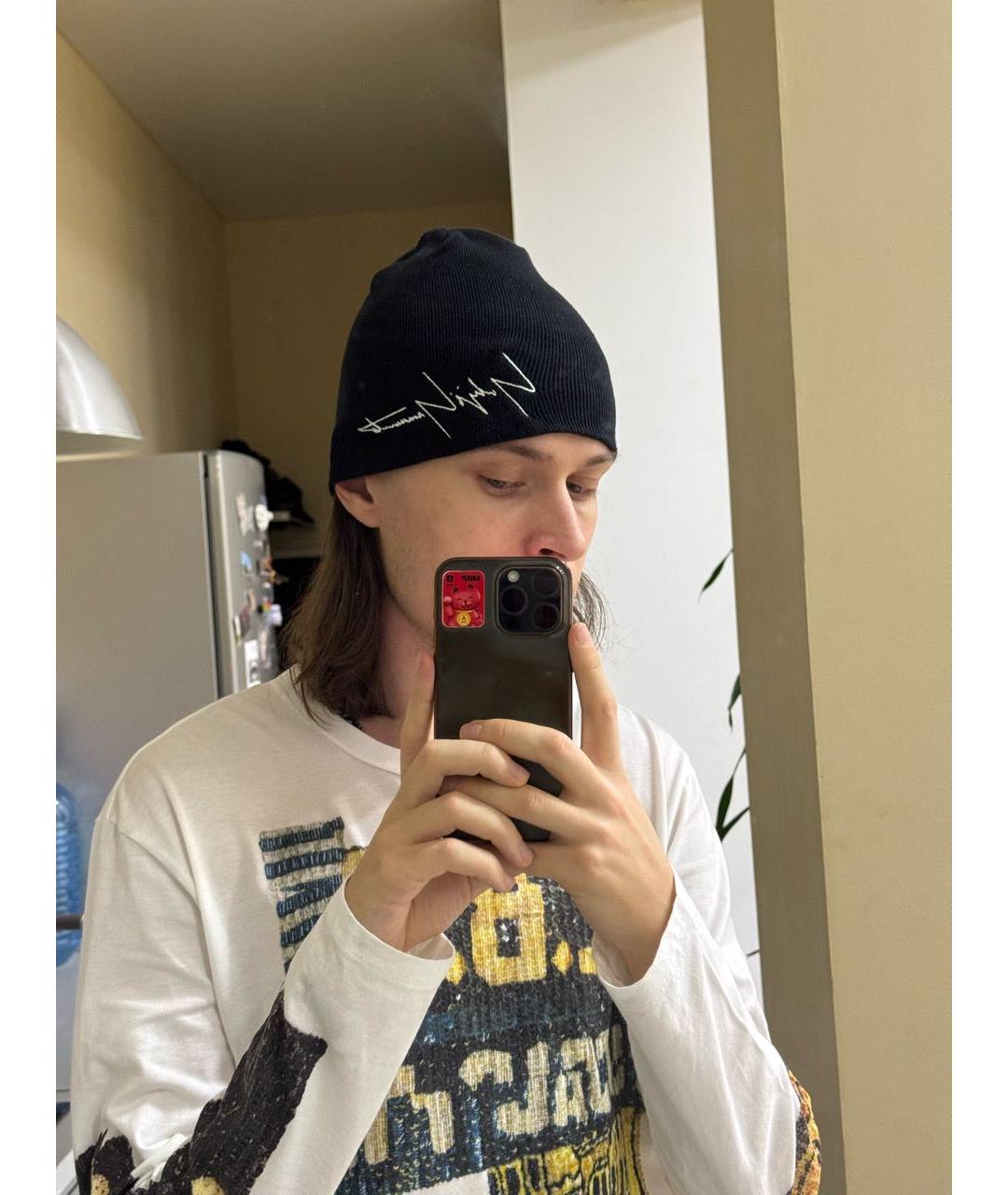 YOHJI YAMAMOTO Черная шапка, фото 5