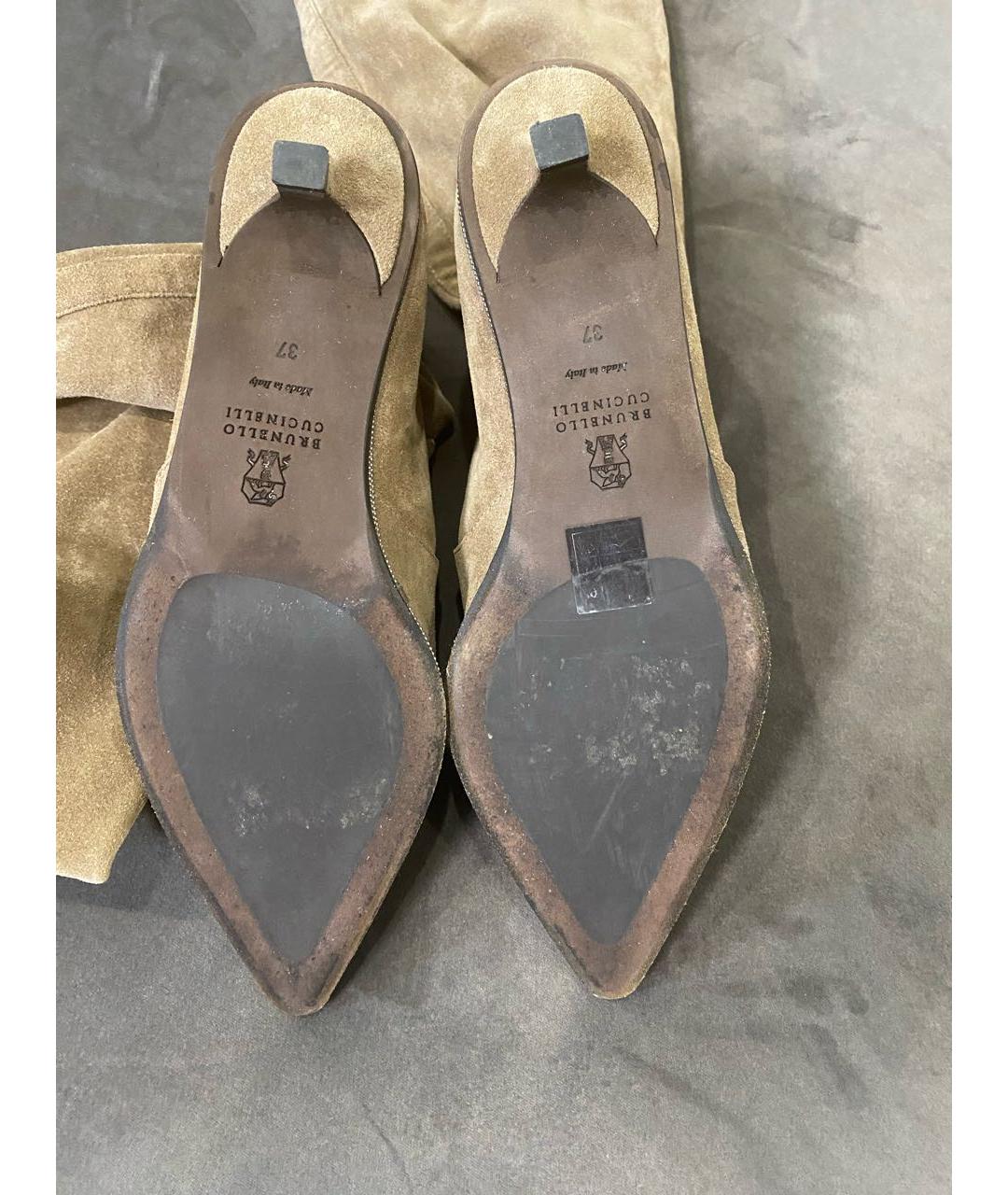 BRUNELLO CUCINELLI Коричневые замшевые сапоги, фото 7