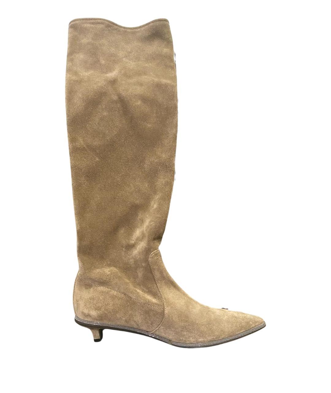 BRUNELLO CUCINELLI Коричневые замшевые сапоги, фото 1