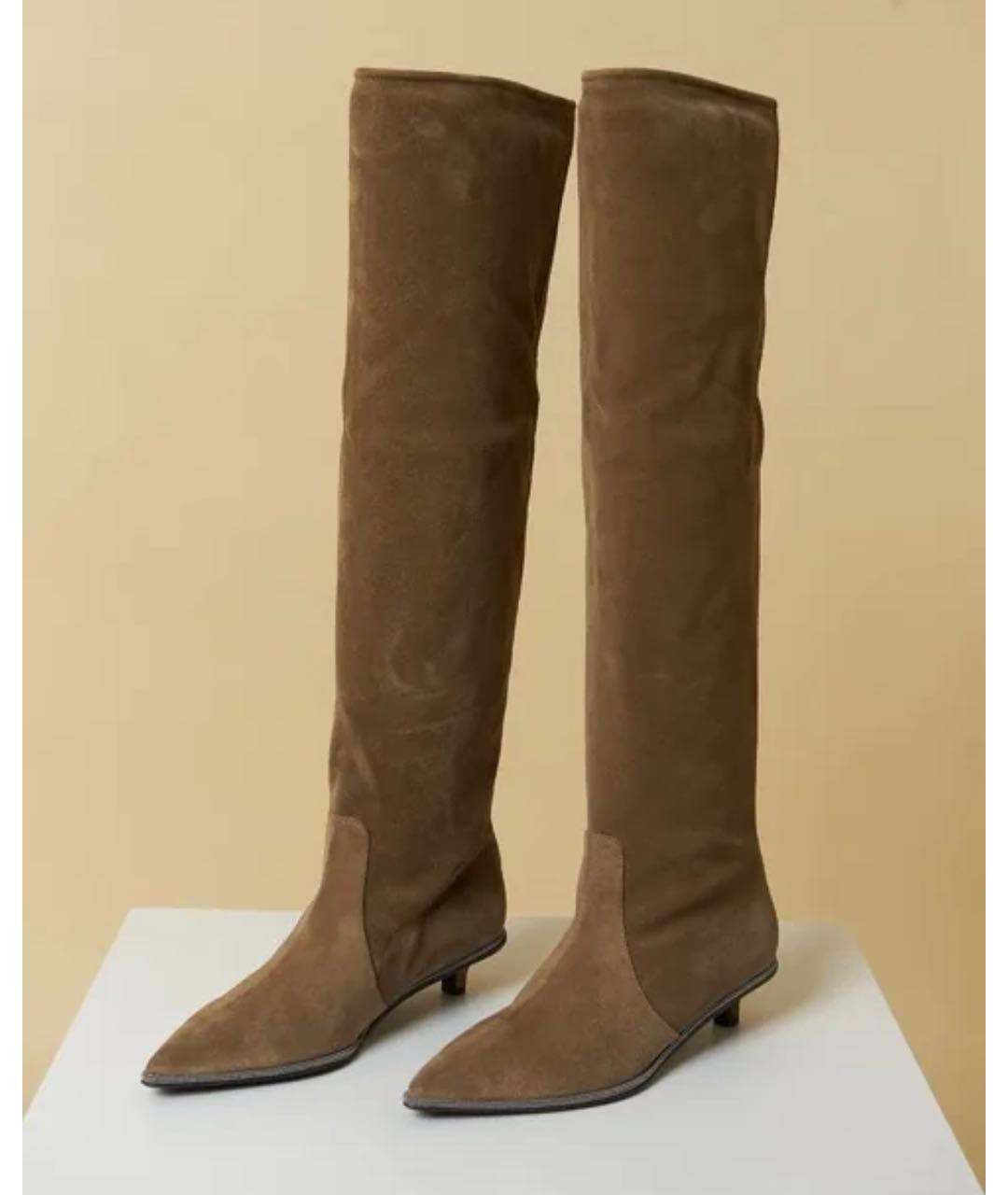 BRUNELLO CUCINELLI Коричневые замшевые сапоги, фото 2