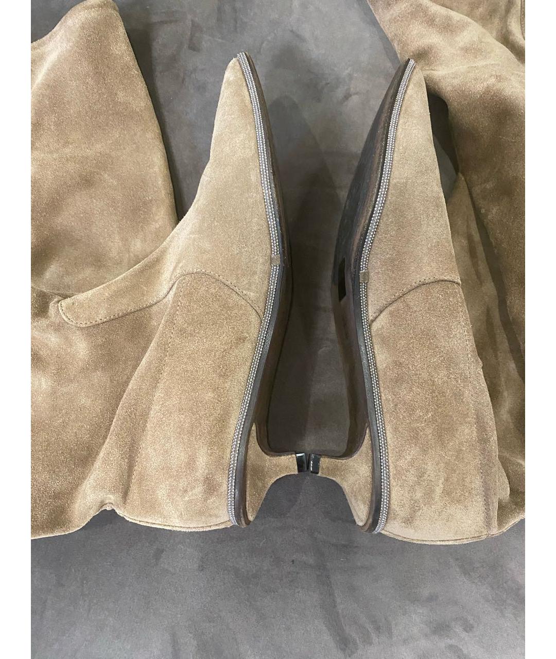BRUNELLO CUCINELLI Коричневые замшевые сапоги, фото 6