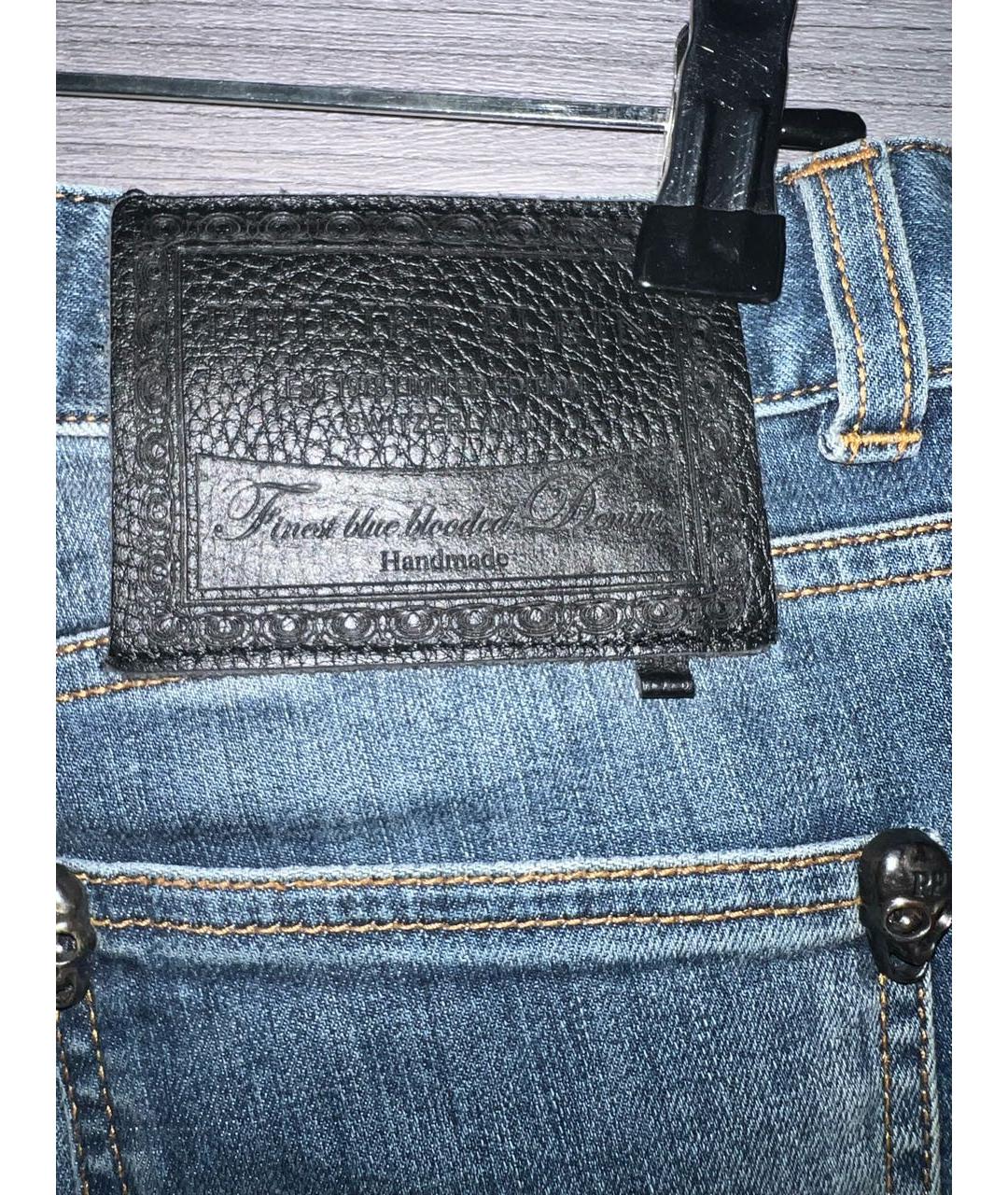 PHILIPP PLEIN Синие хлопковые джинсы слим, фото 6