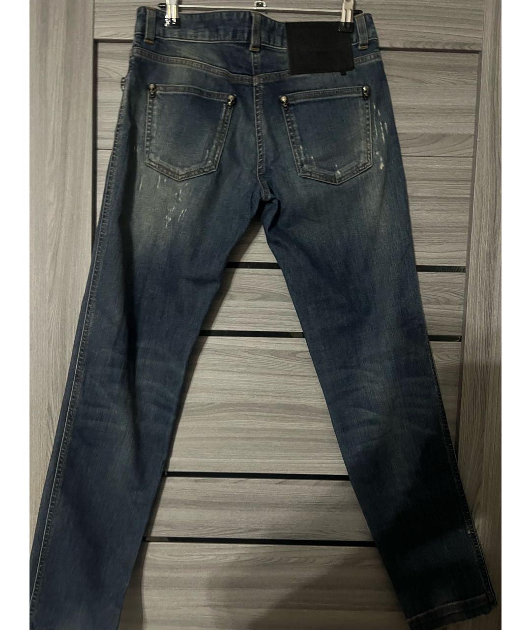 PHILIPP PLEIN Синие хлопковые джинсы слим, фото 2