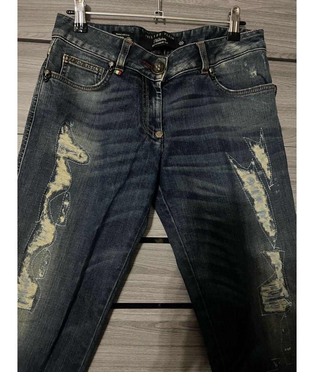 PHILIPP PLEIN Синие хлопковые джинсы слим, фото 7