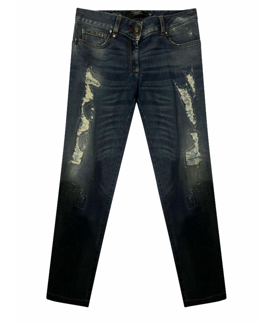 PHILIPP PLEIN Синие хлопковые джинсы слим, фото 1