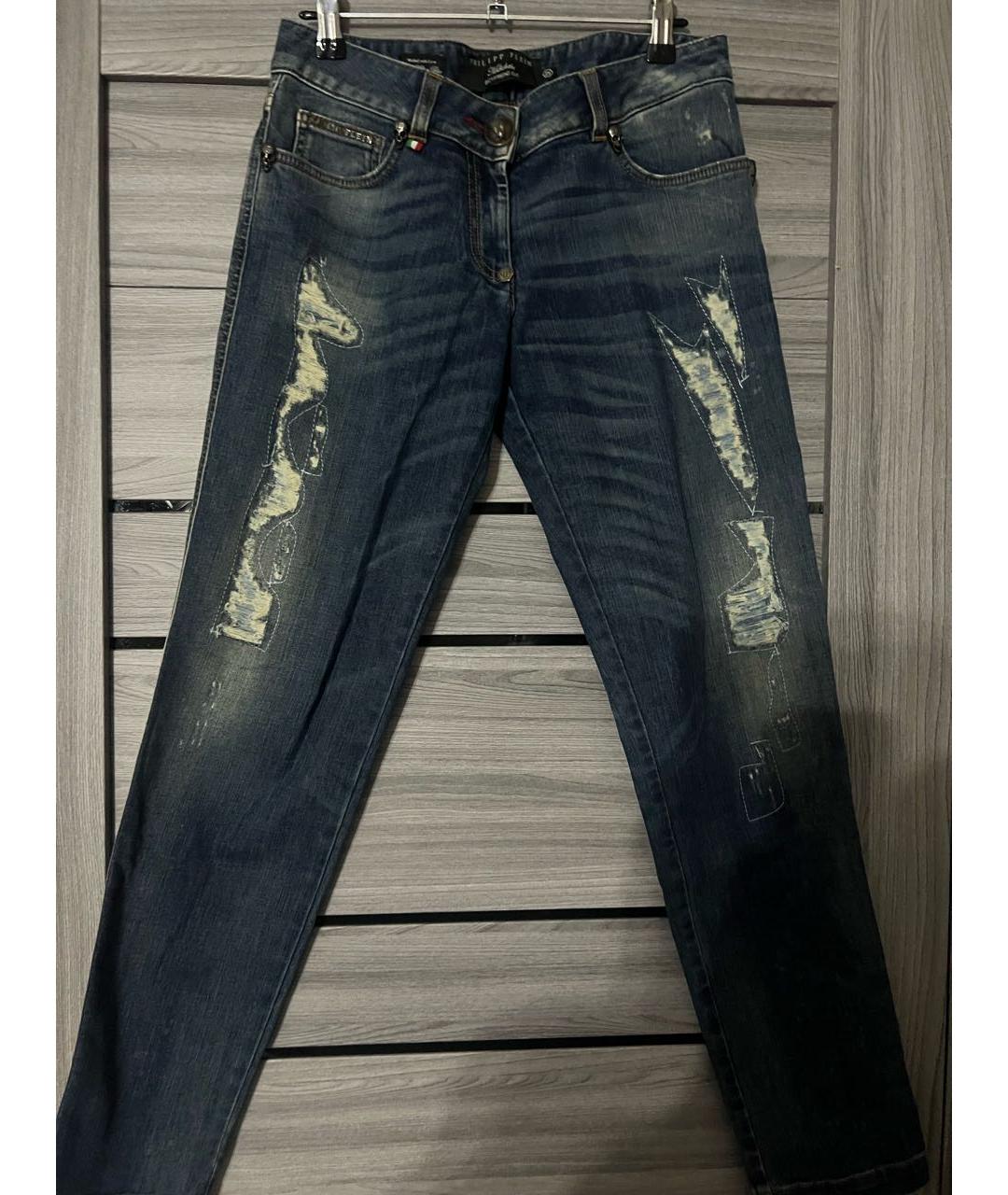 PHILIPP PLEIN Синие хлопковые джинсы слим, фото 8