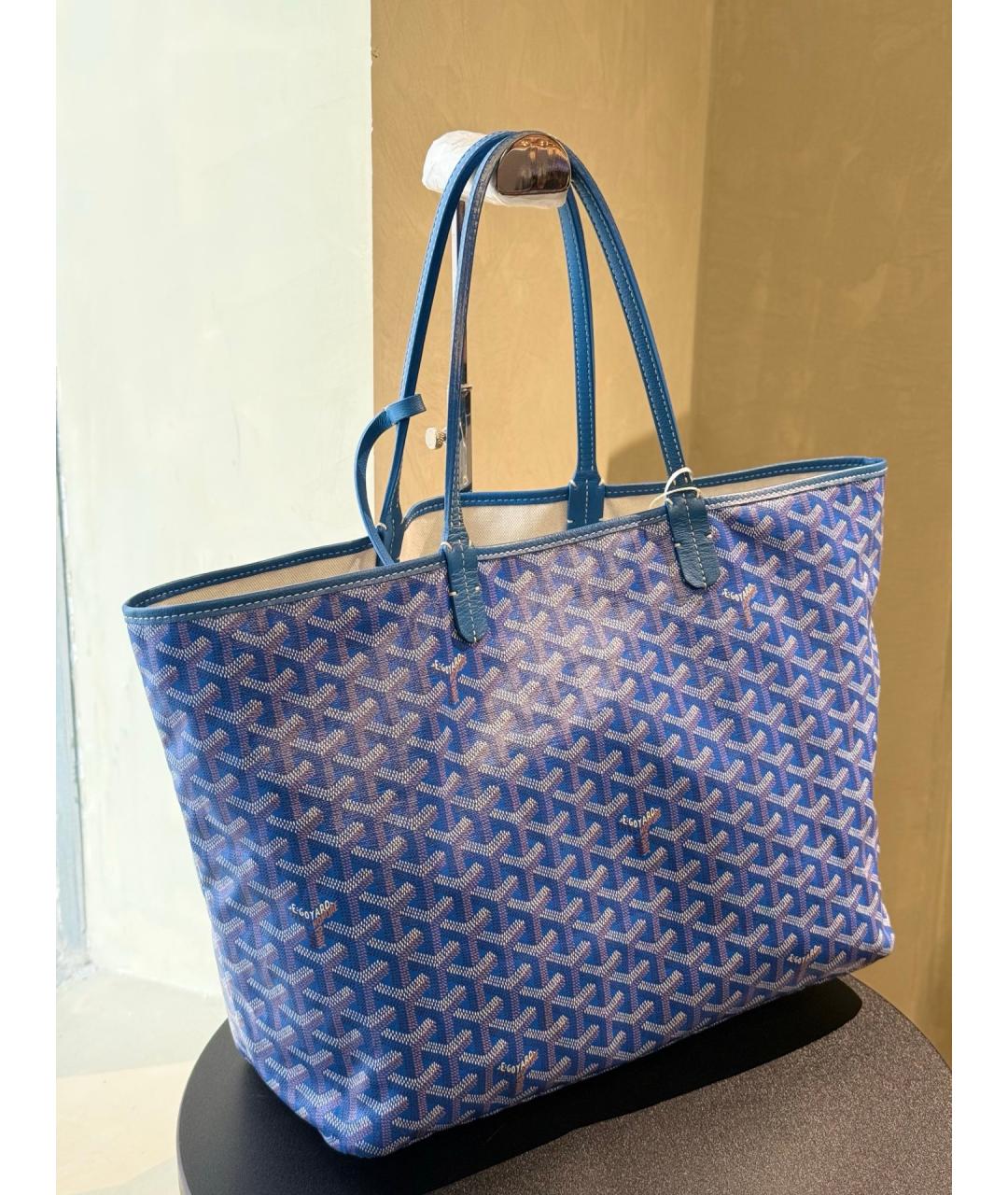 GOYARD Голубая сумка тоут из искусственной кожи, фото 7