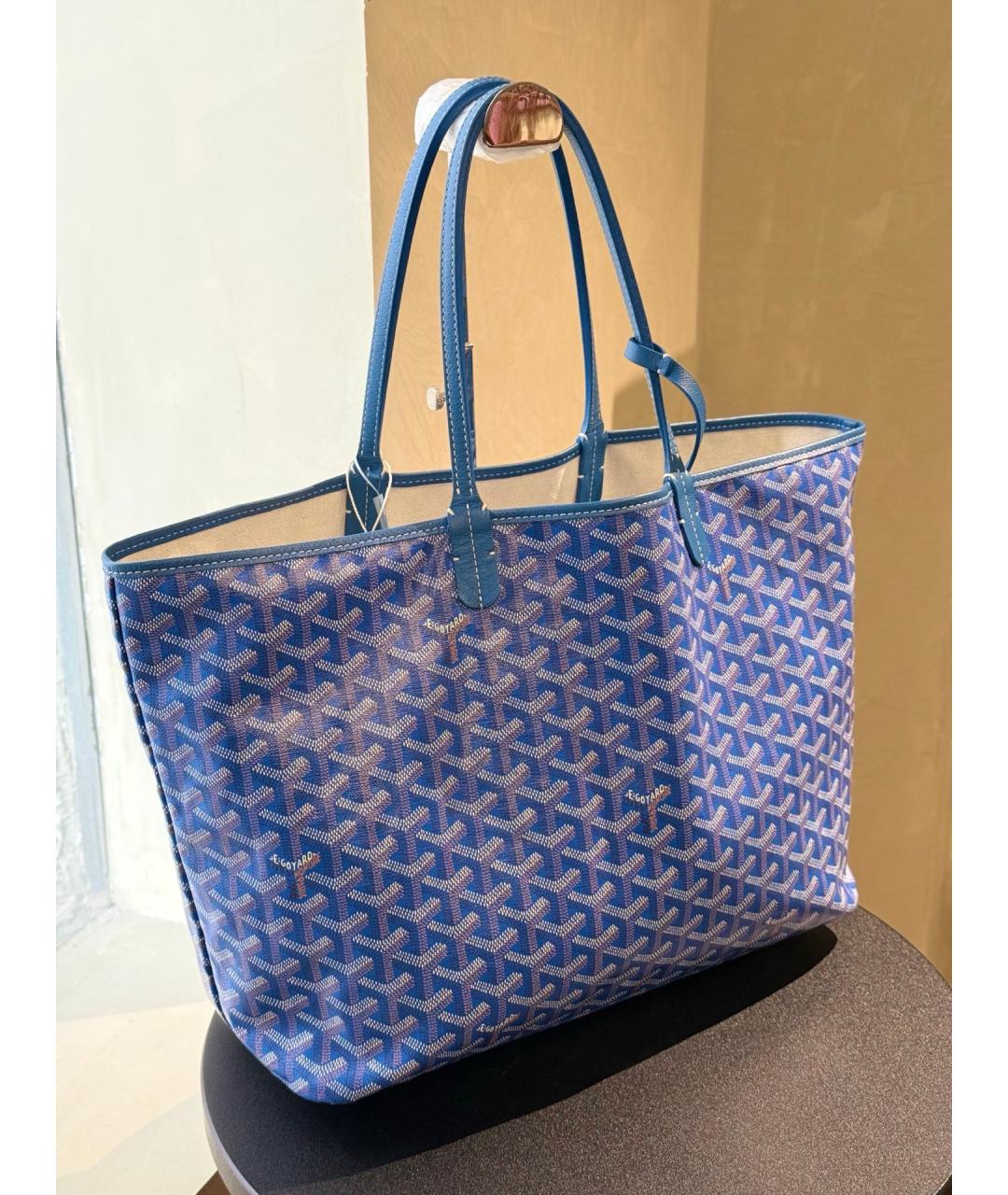 GOYARD Голубая сумка тоут из искусственной кожи, фото 5