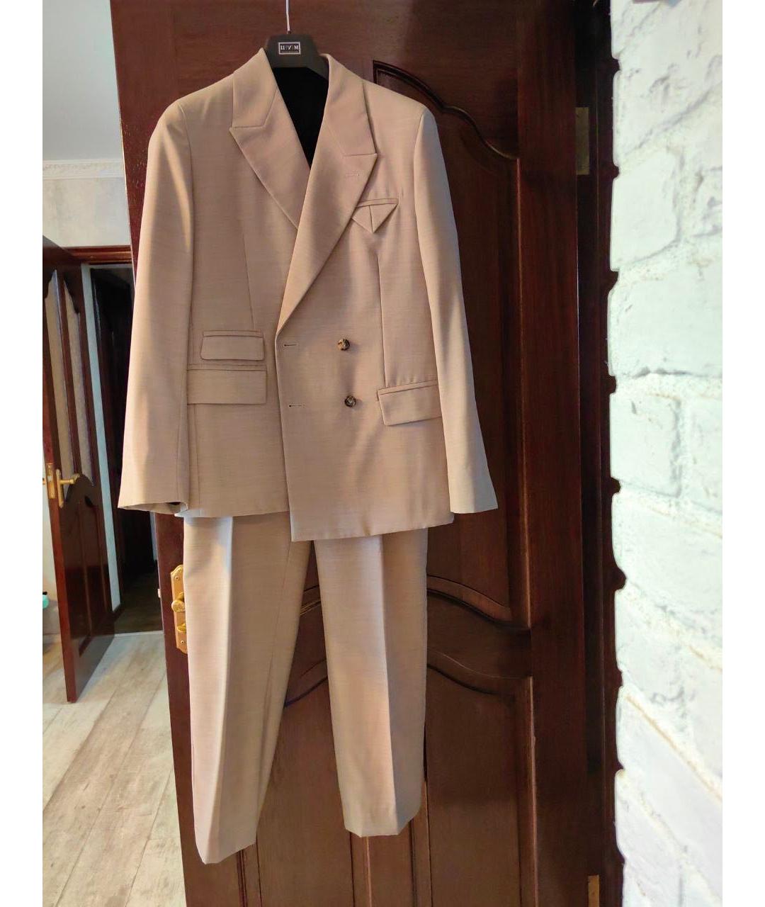 BOTTEGA VENETA Бежевый шерстяной костюм с брюками, фото 9