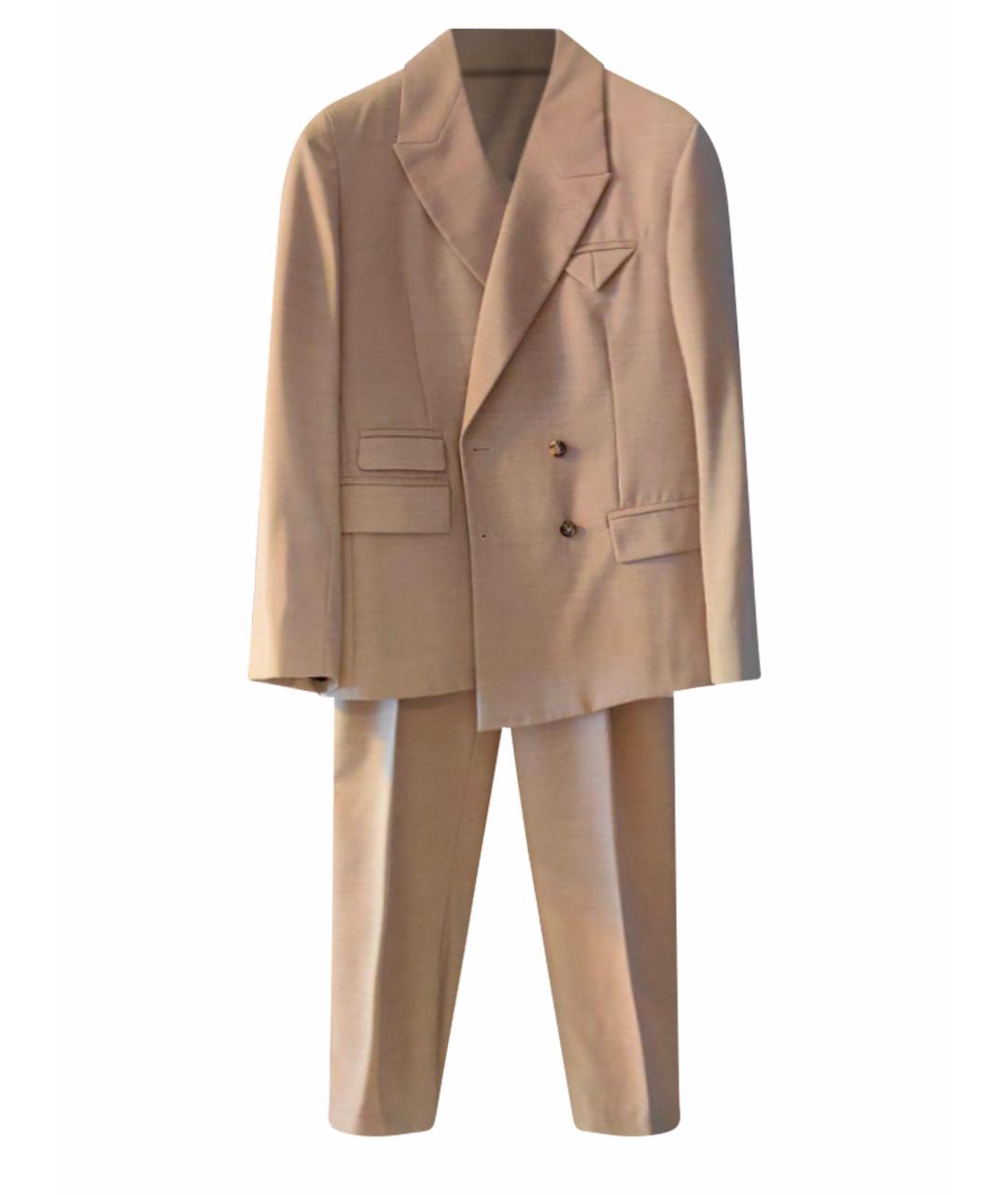BOTTEGA VENETA Бежевый шерстяной костюм с брюками, фото 1