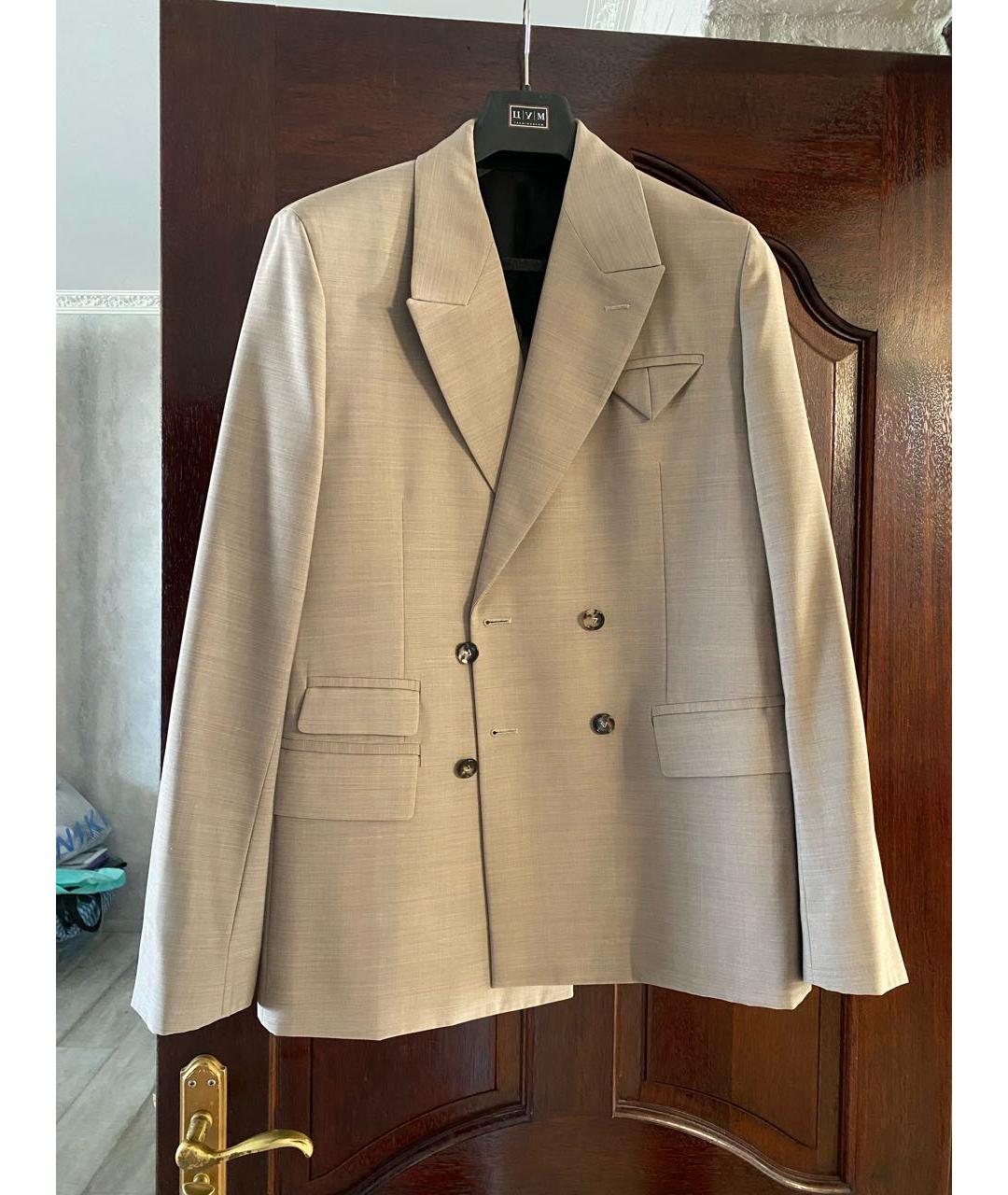 BOTTEGA VENETA Бежевый шерстяной костюм с брюками, фото 6