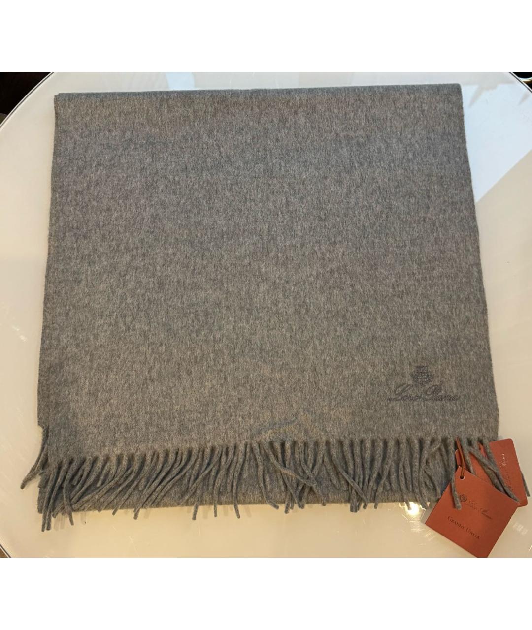 LORO PIANA Серый кашемировый шарф, фото 4