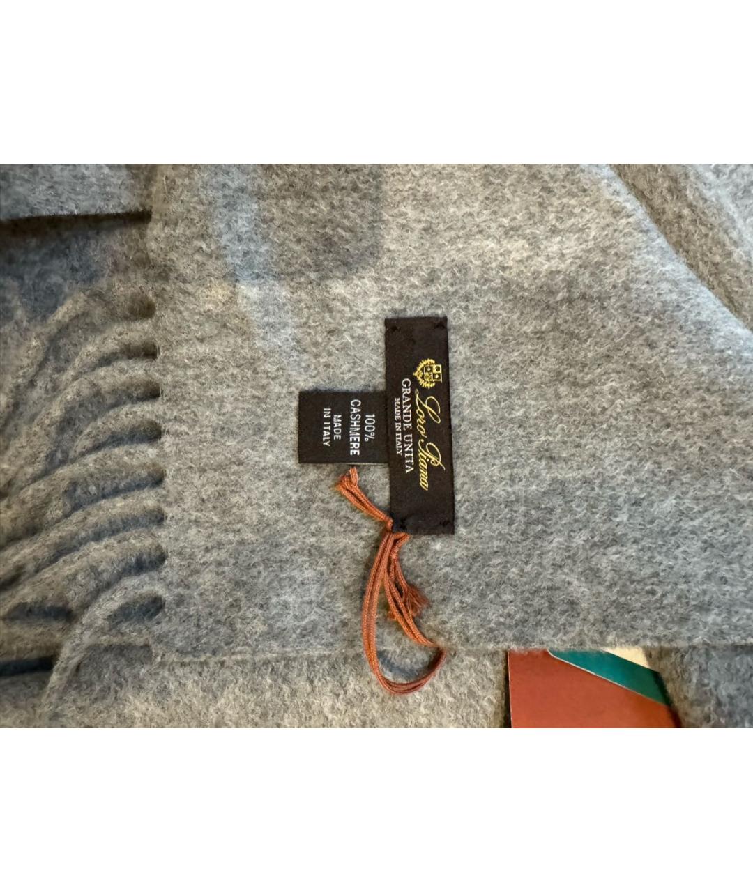 LORO PIANA Серый кашемировый шарф, фото 2